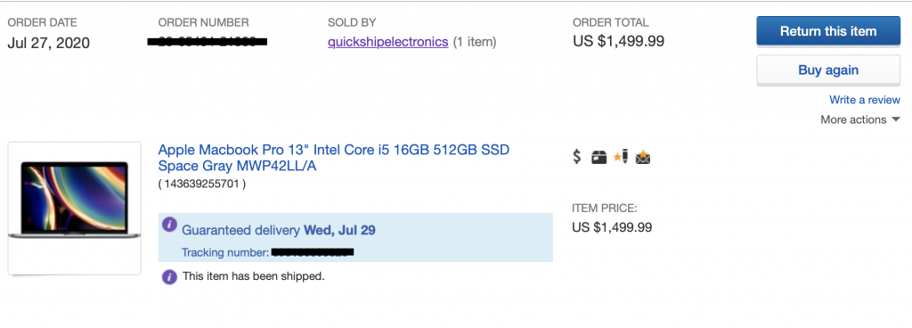 تجربة شراء ماك بوك برو 2020 13 MacBook Pro من موقع إيباي Ebay1