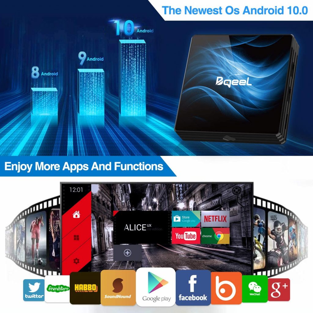 شرح جهاز اندرويد تي في بوكس bqeel Android Tv box 64g rom 4go ram Android 104
