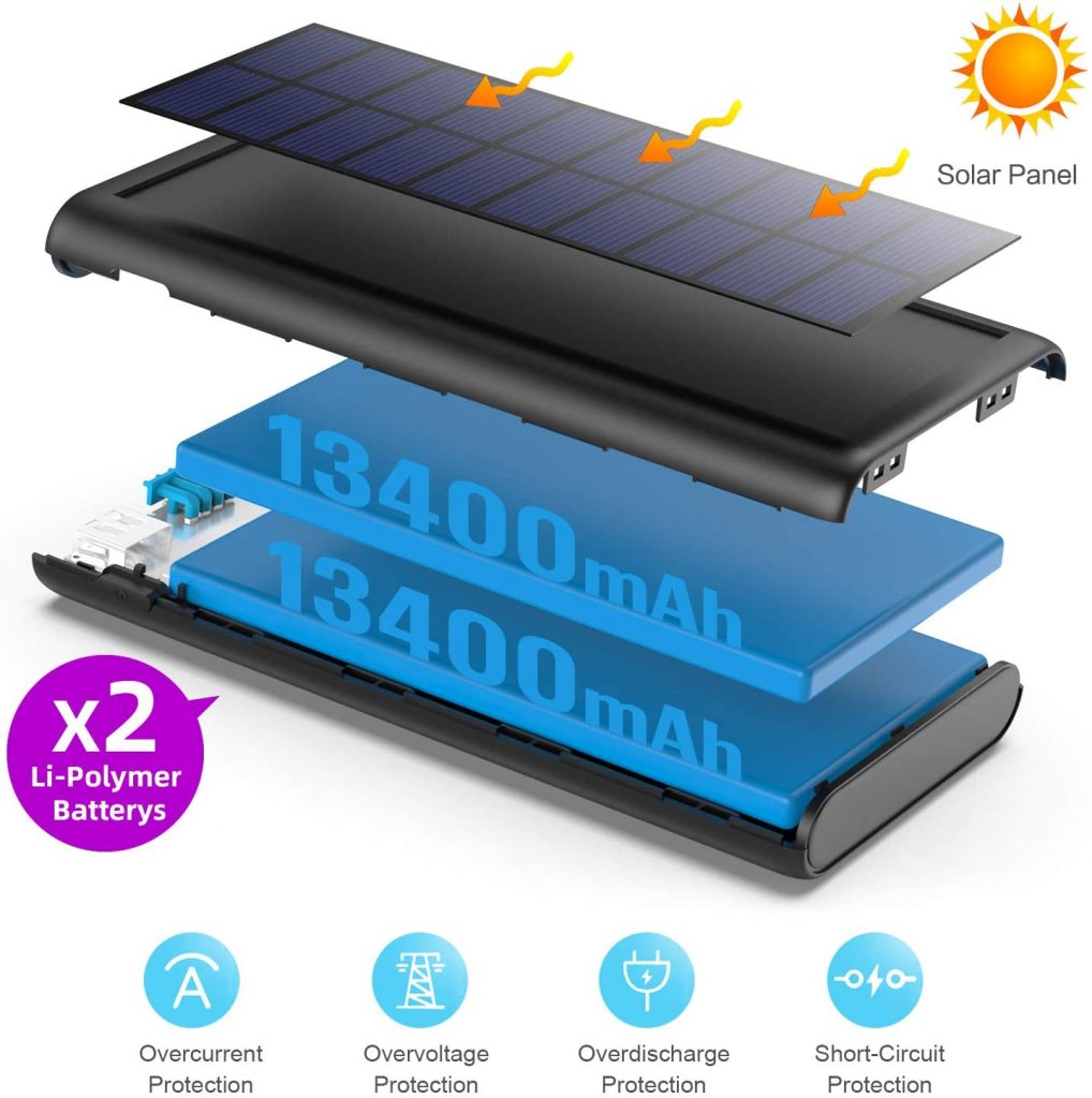 تجربة باور بنك Power bank يشتغل بالطاقة الشمسية سعته 26800 mah5