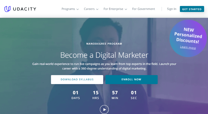 درجة Become a Digital Marketer من Udacity