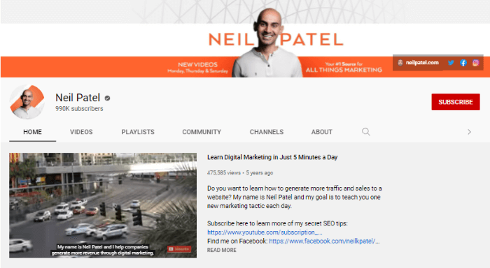 قناة Neil Patel