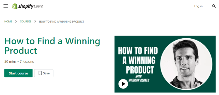 كورس How to Find a Winning Product من Shopify